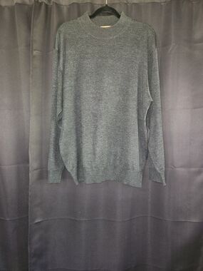 INSERCH Men’s 2XL Charcoal Gray Mock Neck Knit Pullover Sweater Vintage